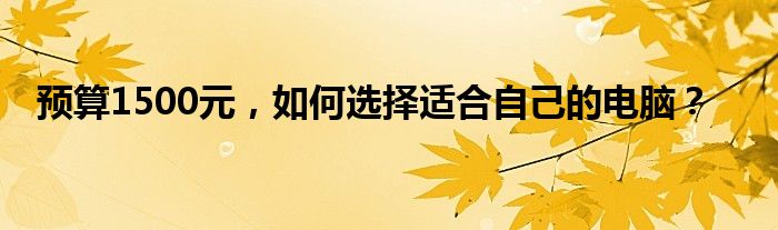 预算1500元，如何选择适合自己的电脑？