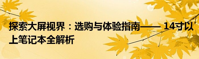 探索大屏视界：选购与体验指南—— 14寸以上笔记本全解析