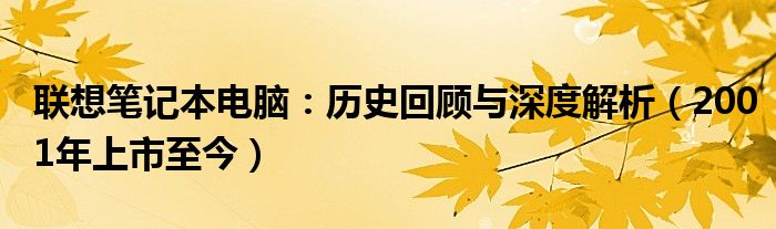 联想笔记本电脑：历史回顾与深度解析（2001年上市至今）