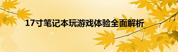 17寸笔记本玩游戏体验全面解析