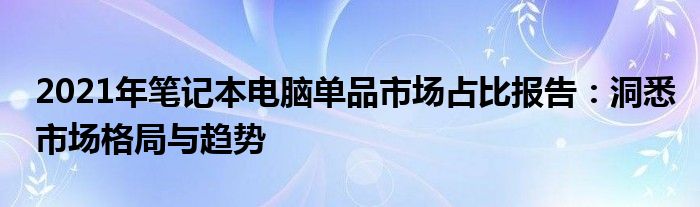 2021年笔记本电脑单品市场占比报告：洞悉市场格局与趋势