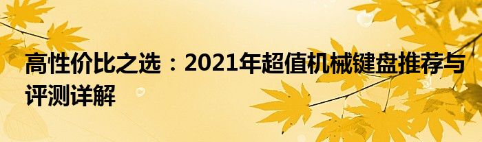 高性价比之选：2021年超值机械键盘推荐与评测详解