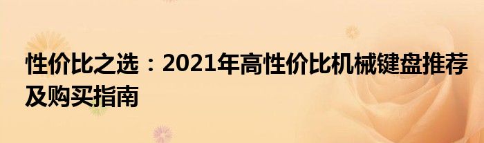 性价比之选：2021年高性价比机械键盘推荐及购买指南