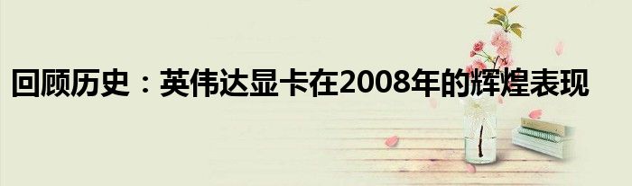 回顾历史：英伟达显卡在2008年的辉煌表现