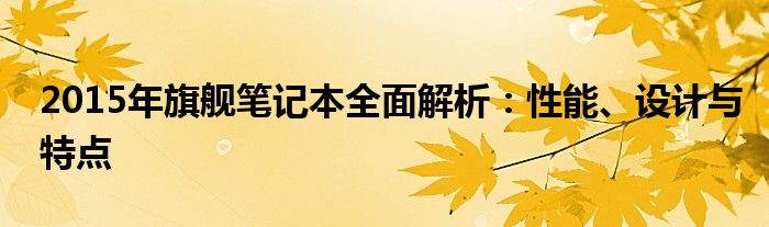 2015年旗舰笔记本全面解析：性能、设计与特点