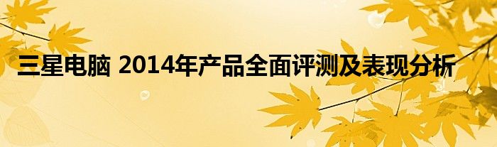 三星电脑 2014年产品全面评测及表现分析