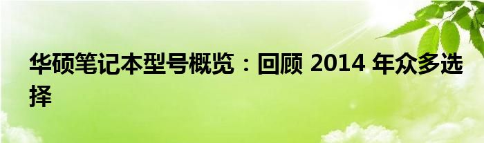 华硕笔记本型号概览：回顾 2014 年众多选择