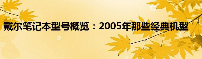 戴尔笔记本型号概览：2005年那些经典机型