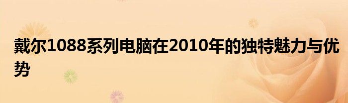 戴尔1088系列电脑在2010年的独特魅力与优势