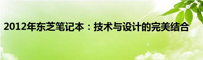 2012年东芝笔记本：技术与设计的完美结合