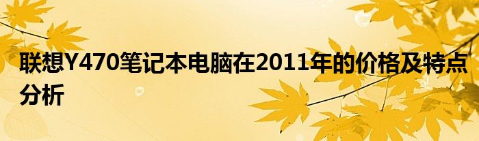 联想Y470笔记本电脑在2011年的价格及特点分析