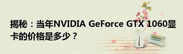 揭秘：当年NVIDIA GeForce GTX 1060显卡的价格是多少？