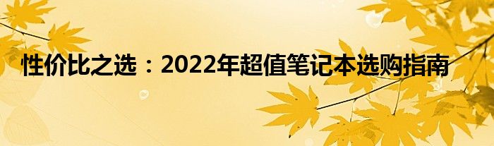 性价比之选：2022年超值笔记本选购指南