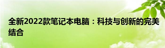 全新2022款笔记本电脑：科技与创新的完美结合