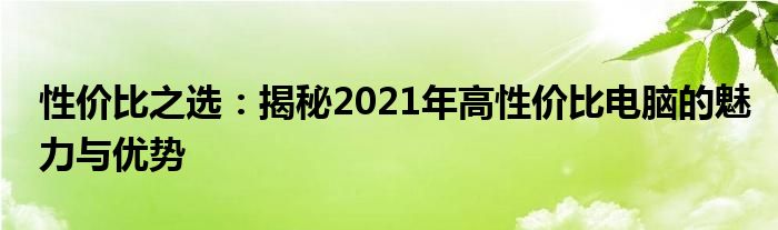 性价比之选：揭秘2021年高性价比电脑的魅力与优势