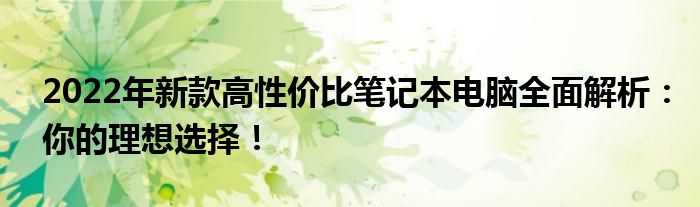 2022年新款高性价比笔记本电脑全面解析：你的理想选择！