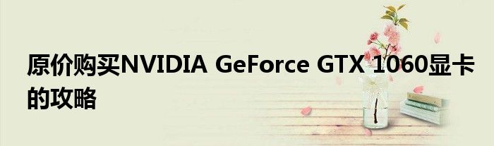 原价购买NVIDIA GeForce GTX 1060显卡的攻略