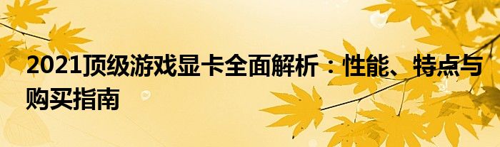 2021顶级游戏显卡全面解析：性能、特点与购买指南