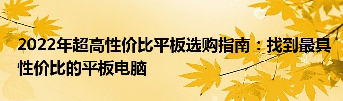 2022年超高性价比平板选购指南：找到最具性价比的平板电脑