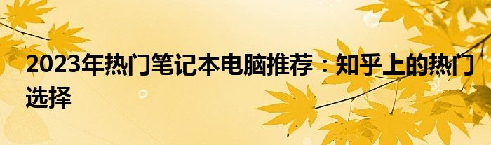 2023年热门笔记本电脑推荐：知乎上的热门选择