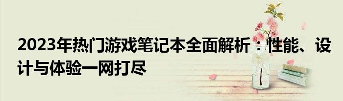 2023年热门游戏笔记本全面解析：性能、设计与体验一网打尽