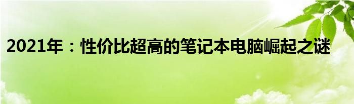 2021年：性价比超高的笔记本电脑崛起之谜