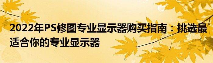 2022年PS修图专业显示器购买指南：挑选最适合你的专业显示器