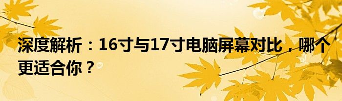 深度解析：16寸与17寸电脑屏幕对比，哪个更适合你？