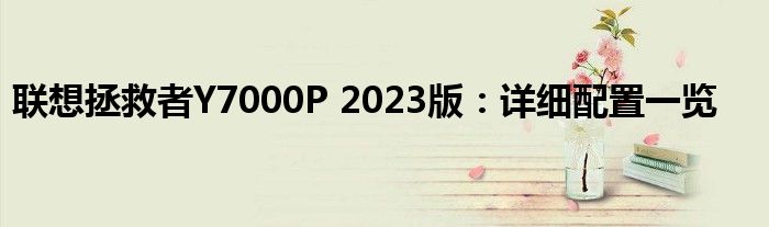 联想拯救者Y7000P 2023版：详细配置一览