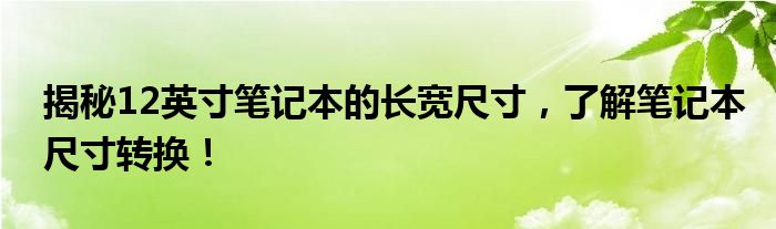 揭秘12英寸笔记本的长宽尺寸，了解笔记本尺寸转换！