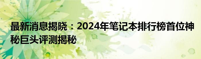 最新消息揭晓：2024年笔记本排行榜首位神秘巨头评测揭秘