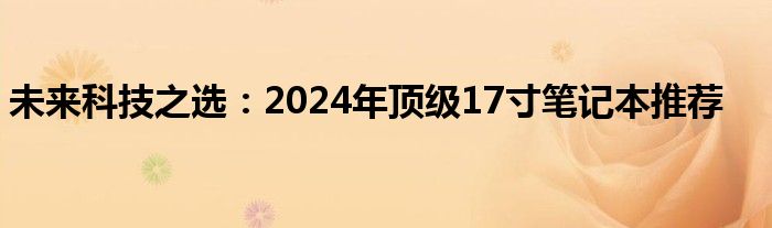 未来科技之选：2024年顶级17寸笔记本推荐