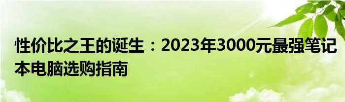 性价比之王的诞生：2023年3000元最强笔记本电脑选购指南