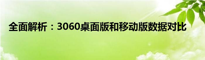 全面解析：3060桌面版和移动版数据对比