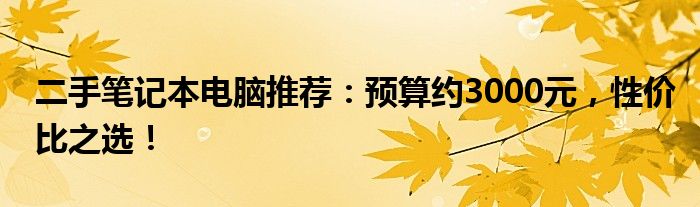 二手笔记本电脑推荐：预算约3000元，性价比之选！