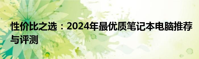 性价比之选：2024年最优质笔记本电脑推荐与评测