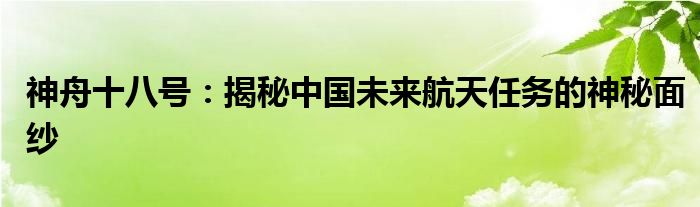 神舟十八号：揭秘中国未来航天任务的神秘面纱