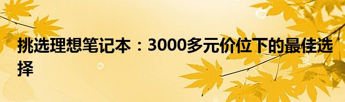 挑选理想笔记本：3000多元价位下的最佳选择