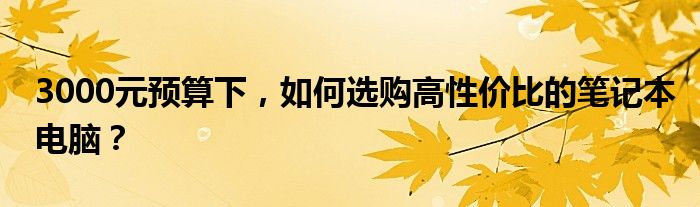 3000元预算下，如何选购高性价比的笔记本电脑？