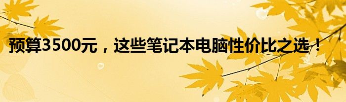 预算3500元，这些笔记本电脑性价比之选！