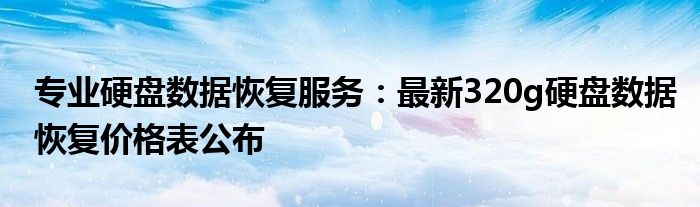 专业硬盘数据恢复服务：最新320g硬盘数据恢复价格表公布