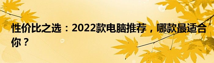 性价比之选：2022款电脑推荐，哪款最适合你？