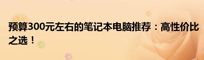 预算300元左右的笔记本电脑推荐：高性价比之选！