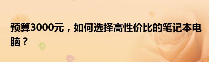 预算3000元，如何选择高性价比的笔记本电脑？