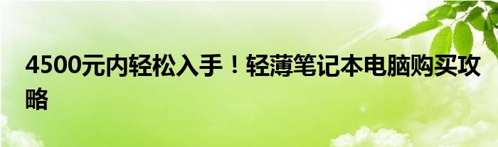 4500元内轻松入手！轻薄笔记本电脑购买攻略