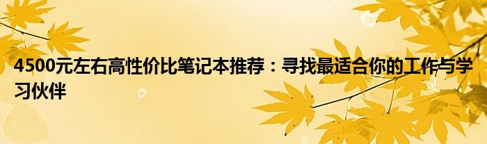 4500元左右高性价比笔记本推荐：寻找最适合你的工作与学习伙伴