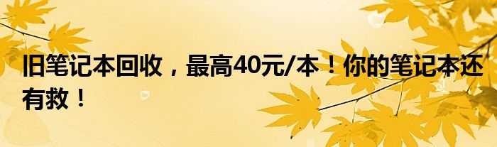 旧笔记本回收，最高40元/本！你的笔记本还有救！