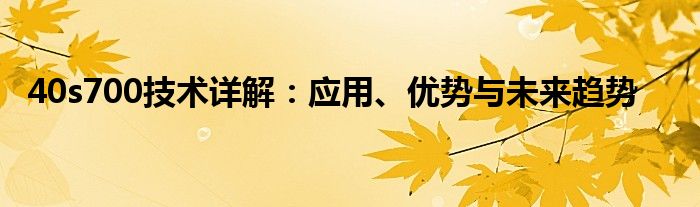 40s700技术详解：应用、优势与未来趋势