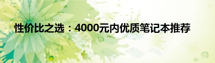 性价比之选：4000元内优质笔记本推荐