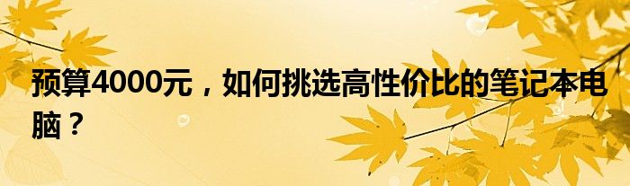 预算4000元，如何挑选高性价比的笔记本电脑？